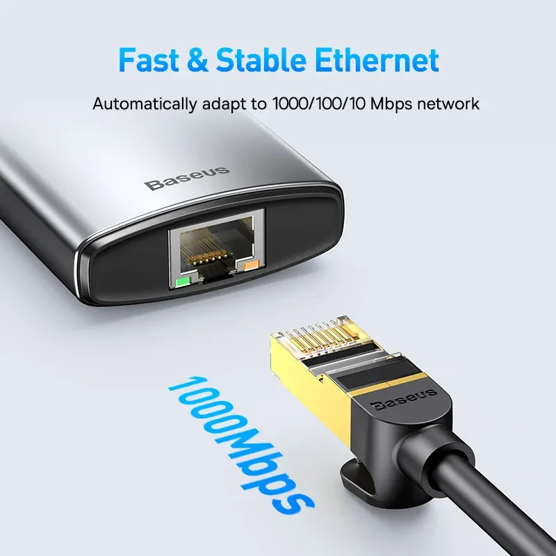 Baseus 4K 60Hz USB C Hub Type C to Ethernet Port PD 100W Adapter for Macbook Pro USB 3.0 Hub Laptop Tablet Accessories