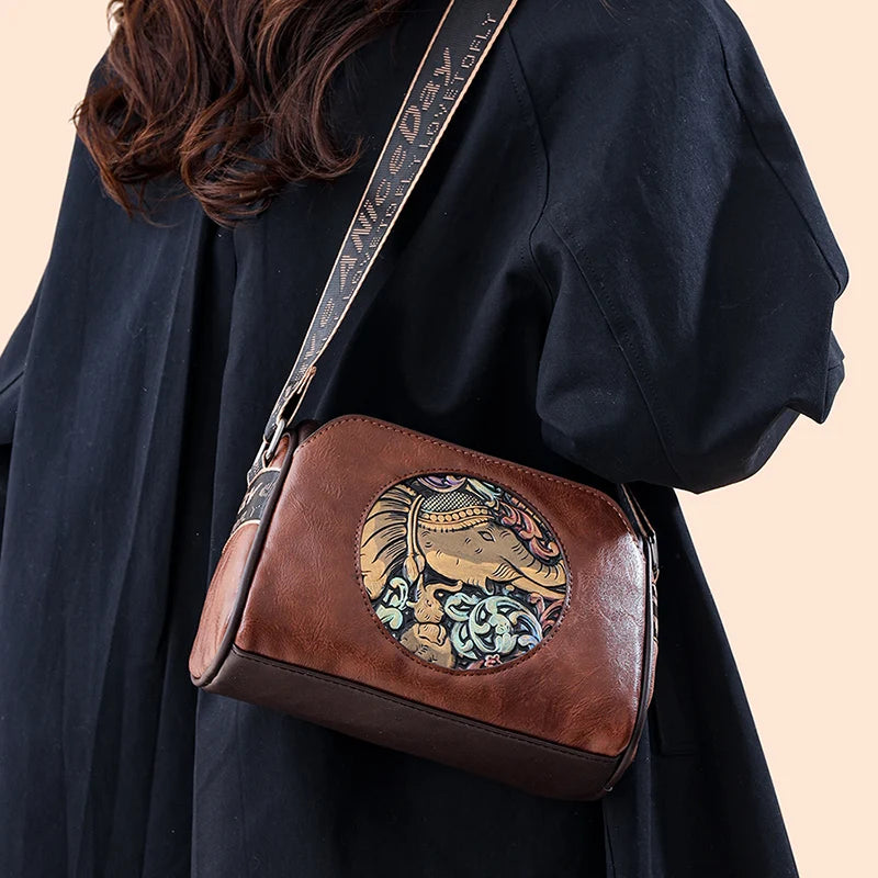 Women's Shoulder Bag Famous Brand Elephant Embroidered Female Messenger Bags Wallet High Quality Leather Girl Bolsas Sac A Main