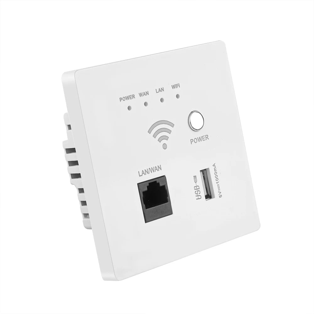 220V Smart Wireless Panel AP 300Mbps Access Point WiFi Repeater Wifi Extender Wall Embedded Router Panel usb socket rj45