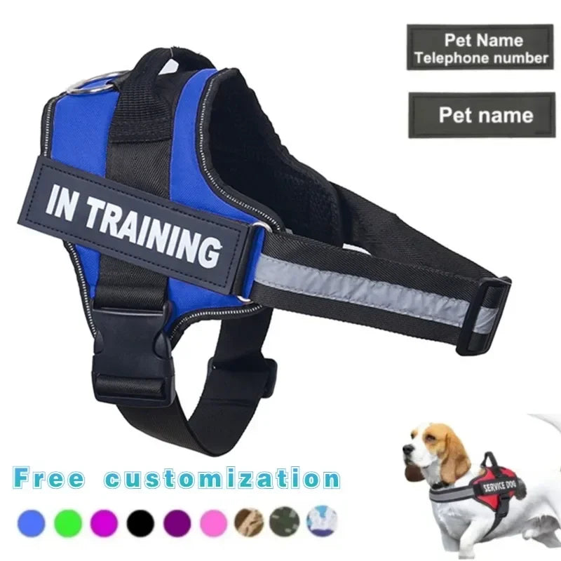 Dog Harness ID Custom patch Reflective Breathable No Pull Pet Harness Vest Training Dog Accessories