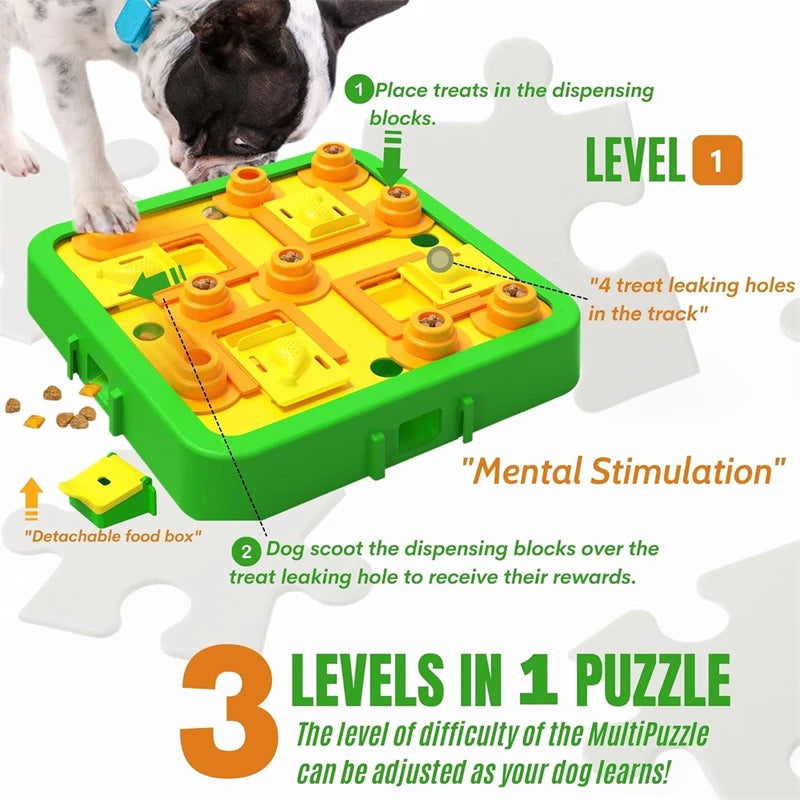 Dog Puzzle Toys Level 3in1 Enrichment Dogs Toys Mental Stimulation Treat Puzzle Feeder Interactive Boredom & Stimulating Dog Toy