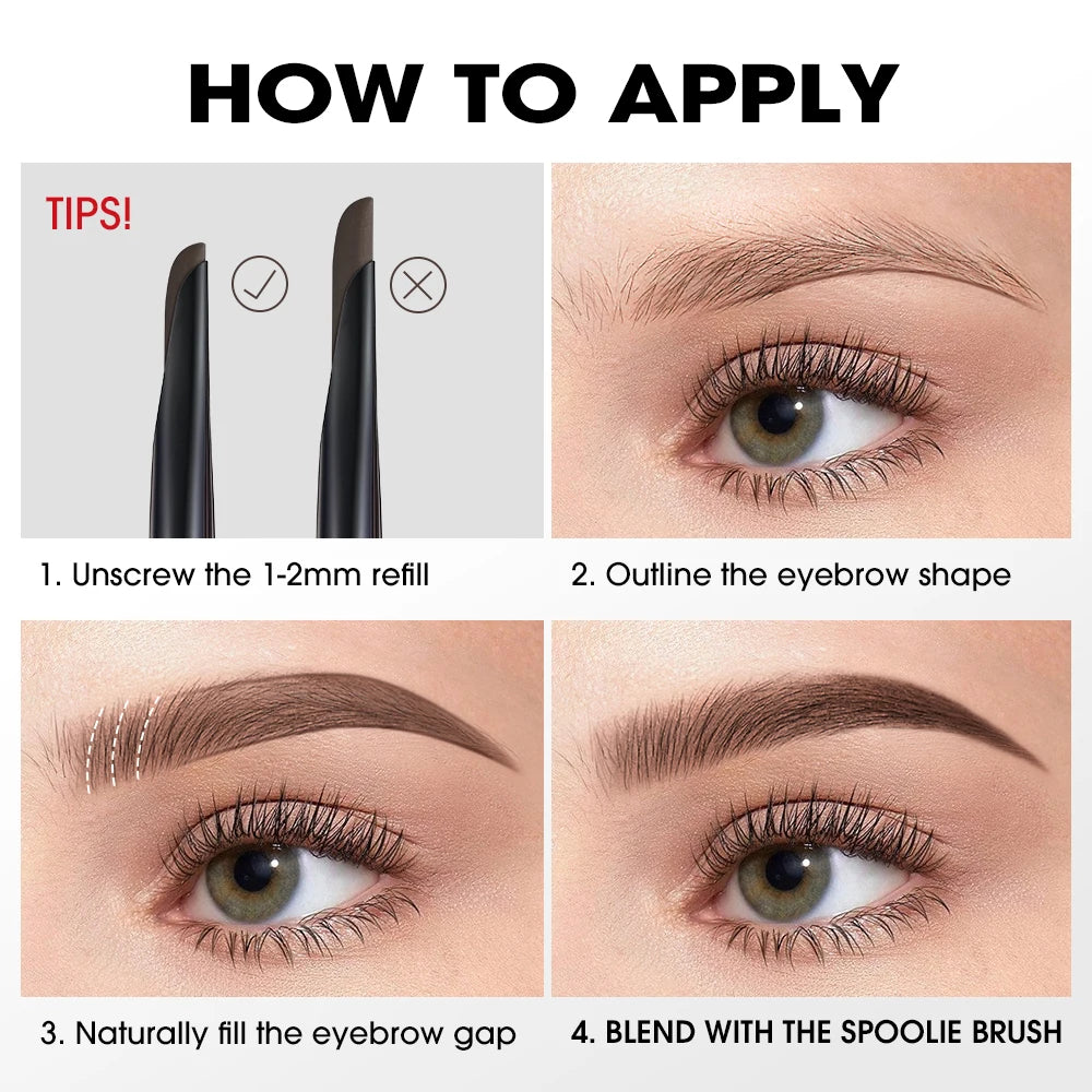 O.TWO.O Machete Eyebrow Pencil Waterproof Natural Long Lasting Smooth Fill Fluff Blendable High Pigment Brow Pencil Eye Makeup