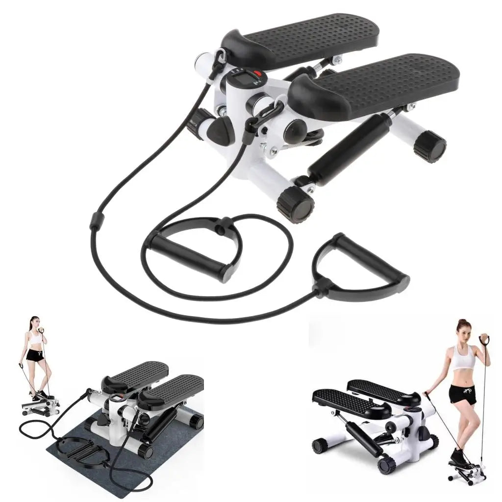 Mini Stepper Stair Stepper Foldable Pedal Stepper Exercise Equipment Twist Stepper Machine with Resistance Bands Max 150kg