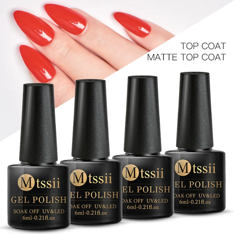 Mtssii 6ml Base And Top Coat Gel Nail Polish Matte Top 1/2/3PCS Varnishes Nail Gel Primer Soak Off Uv Gel Nail Art Gel Manicure