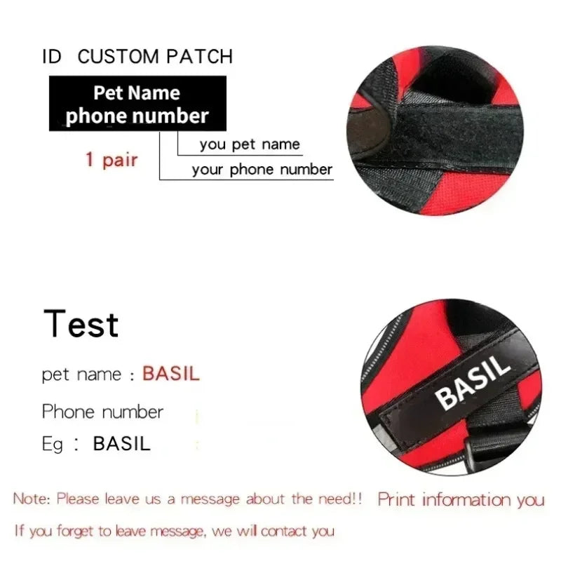 Dog Harness ID Custom patch Reflective Breathable No Pull Pet Harness Vest Training Dog Accessories