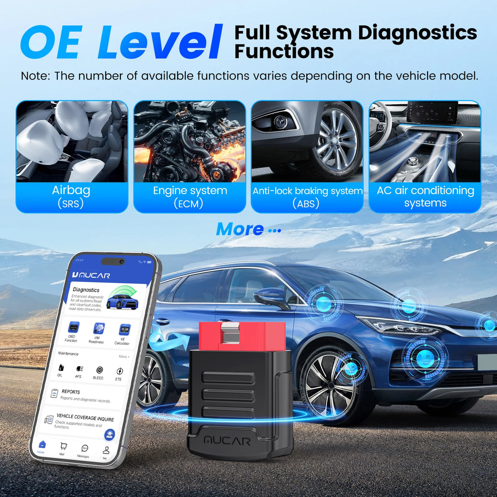 MUCAR BT200/BT200 Pro OBD2 Bluetooth Diagnostic Tool Full System Diagnose Oil SAS 15 Reset OBD 2 Scanner for All Car Code Reader