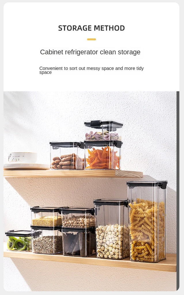 Sealed Jars Kitchen Grain Storage Organizer Large Tank Plastic Moisture-proof Storage Box Household Seasoning Jars Set