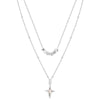 Double Layer Stainless Steel Opal Cross Double-layer Necklace For Women Girls New Trend Neck Chain Rustproof Jewelry Party Gift