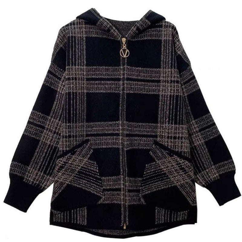 Autumn And Winter Plus Size Plaid Coat