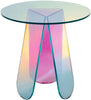 Acrylic Rainbow Color Coffee Table, Iridescent Glass End Table Round Side Table Modern Accent TV Table For Living Bed Room Decoration