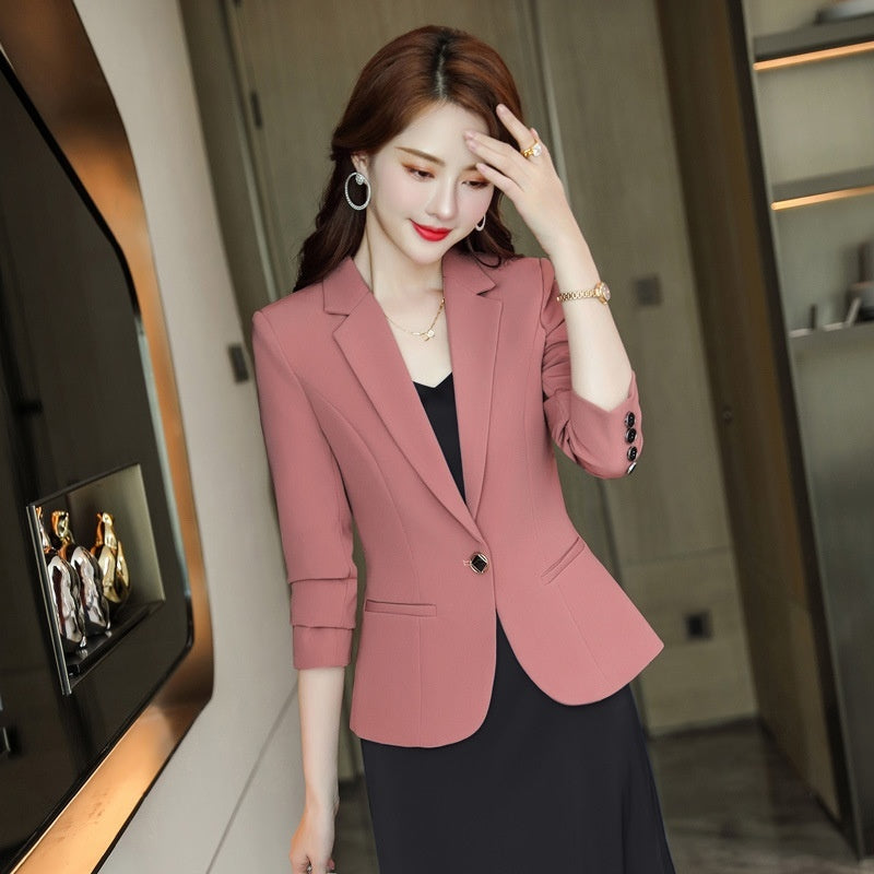 Korean Style Casual Slim Fit Waist-tight Spring And Autumn Black Small Business Suit