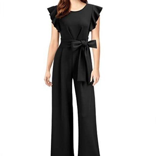 Sleeveless Ruffled Waist Wide Leg Jumpsuit