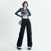 American High Waist Straight Cargo Pants Loose Slimming Hot Girl Wide Leg