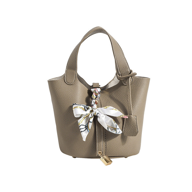 Fashion Portable Bucket Bag Solid Color